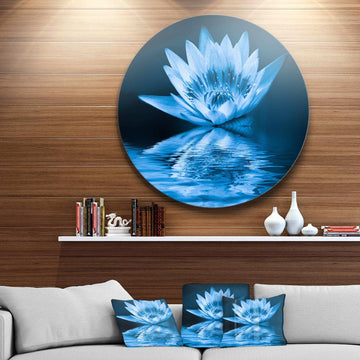 Blue Water Lily - Floral Metal Circle Wall Art